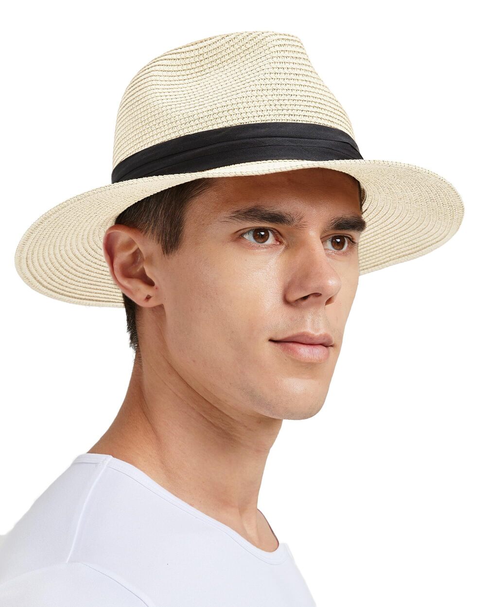5733 Large Head Straw Beach Hats,Extra Big Fedora Panama Hat,Packable